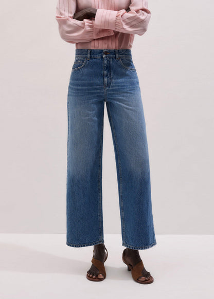 Light Blue Relaxed Straight Crop Jean | ME+EM