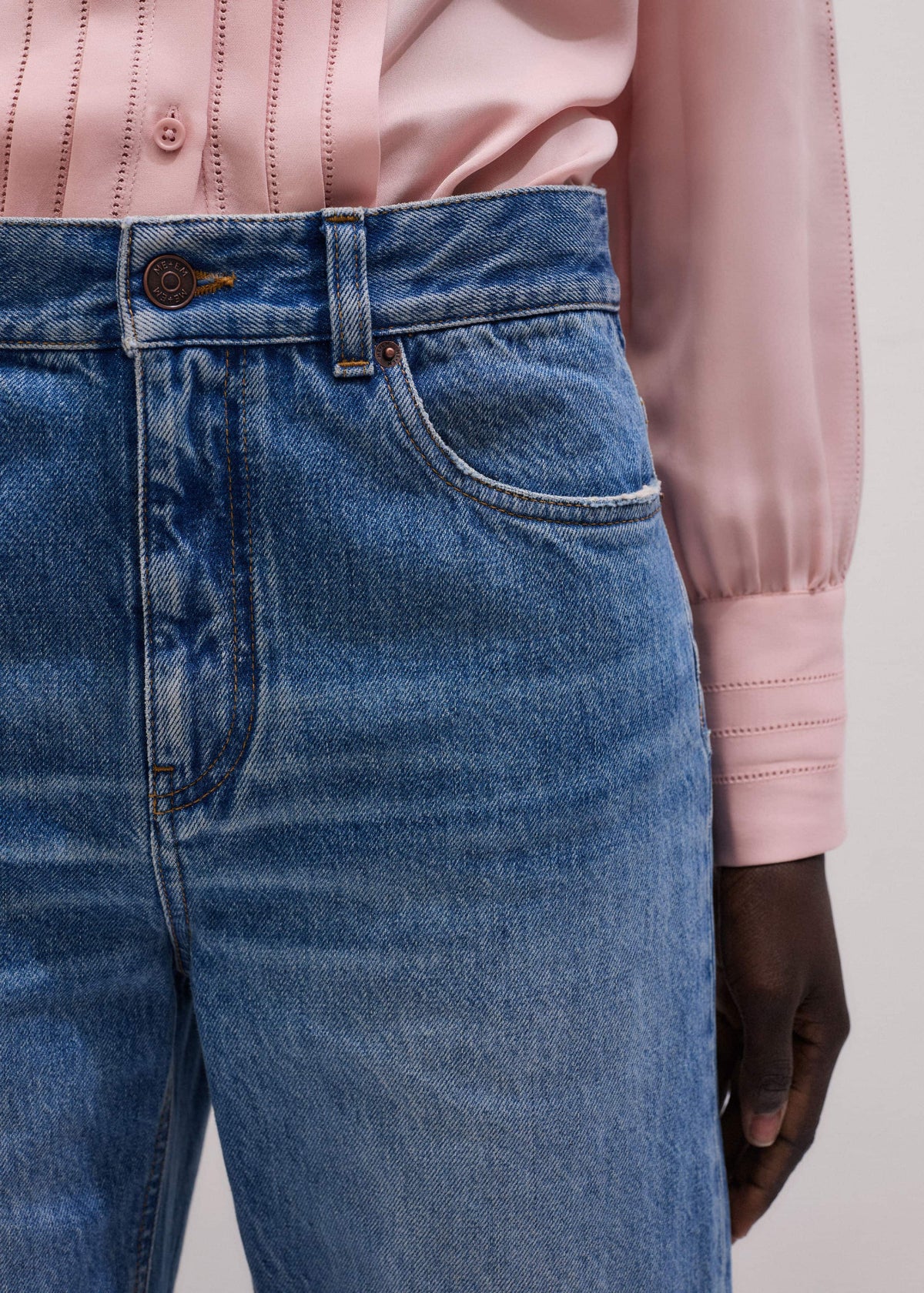 Light Blue Relaxed Straight Crop Jean | ME+EM