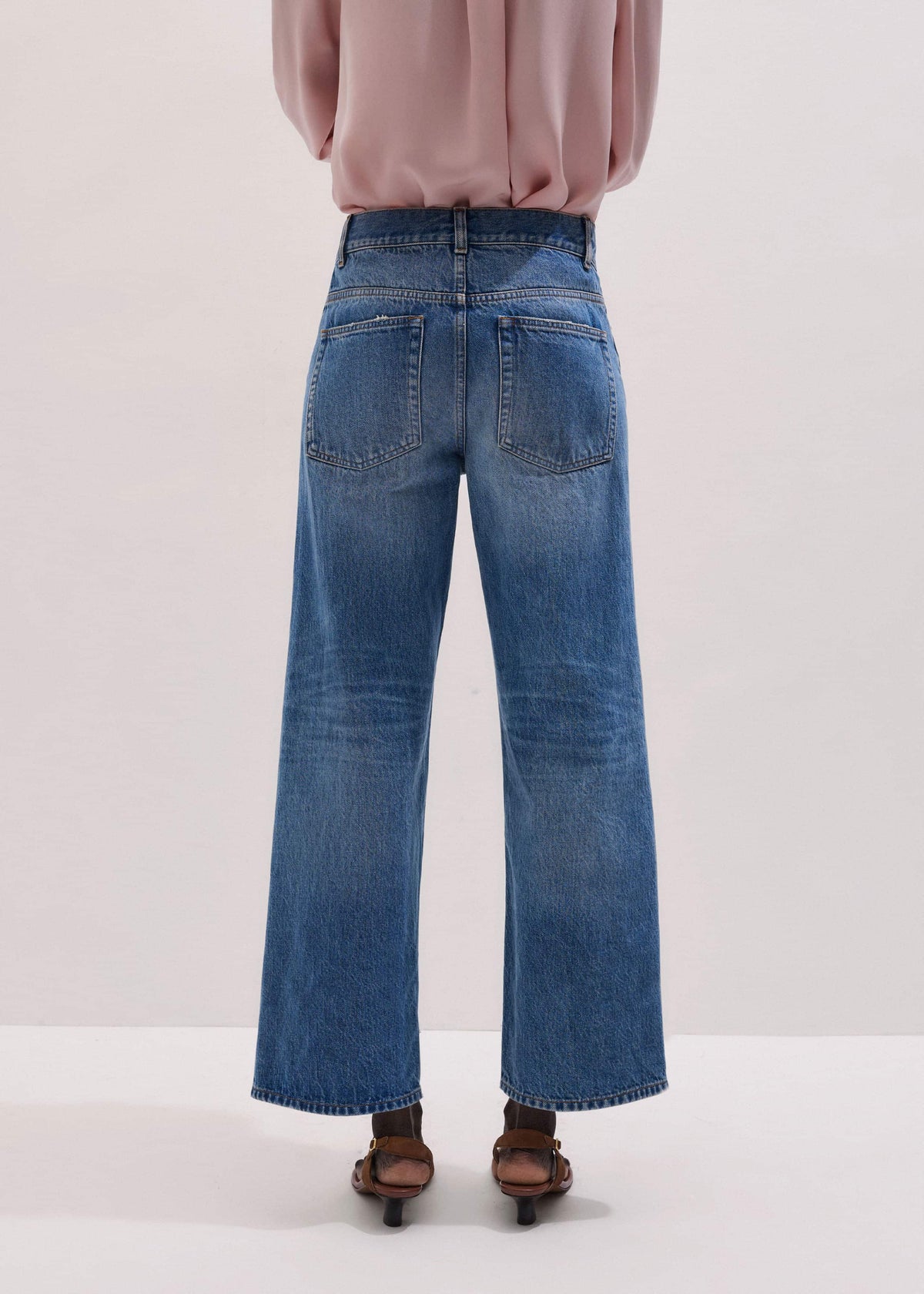 Light Blue Relaxed Straight Crop Jean | ME+EM