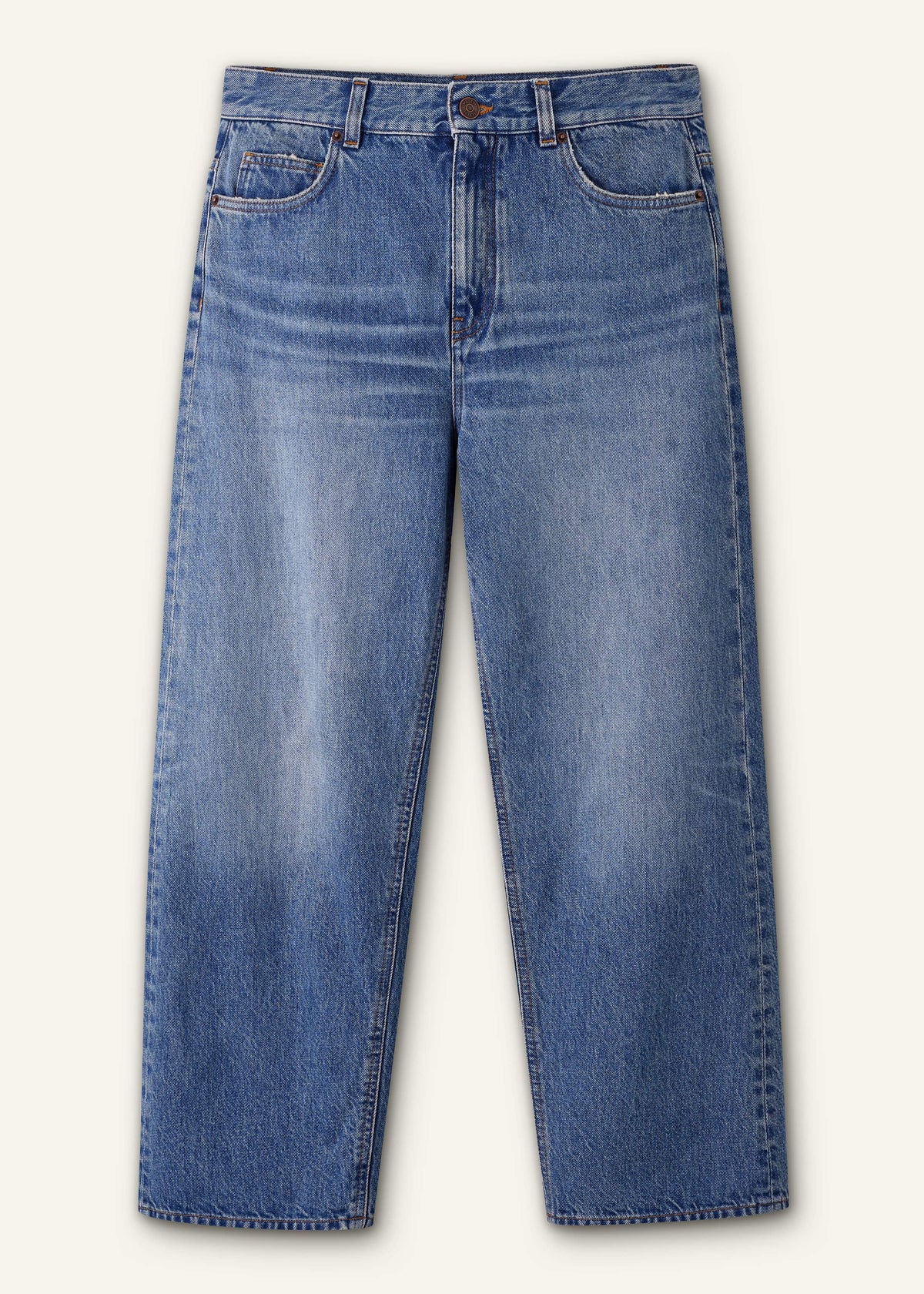 Light Blue Relaxed Straight Crop Jean | ME+EM