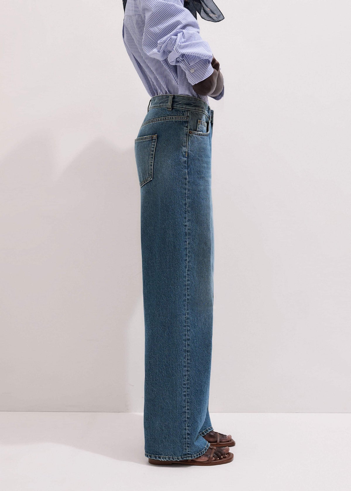 Mid-Blue Ultra High Straight Leg Jean | ME+EM