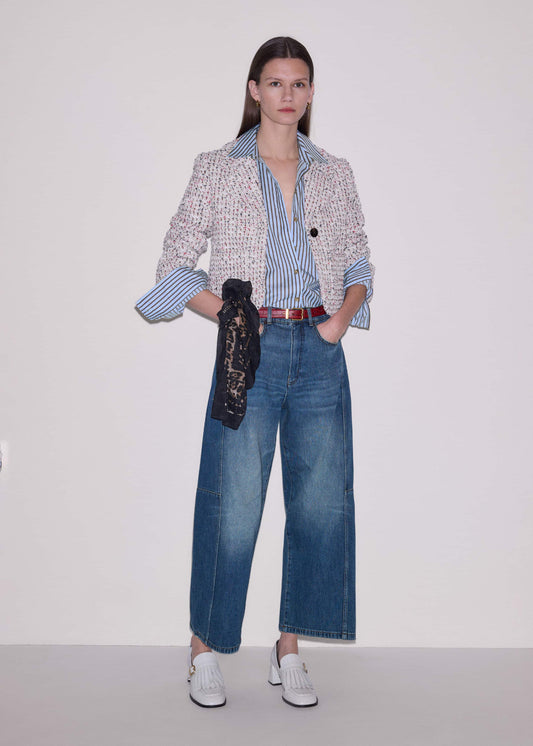 Blue Exaggerated Crop Jean | ME+EM