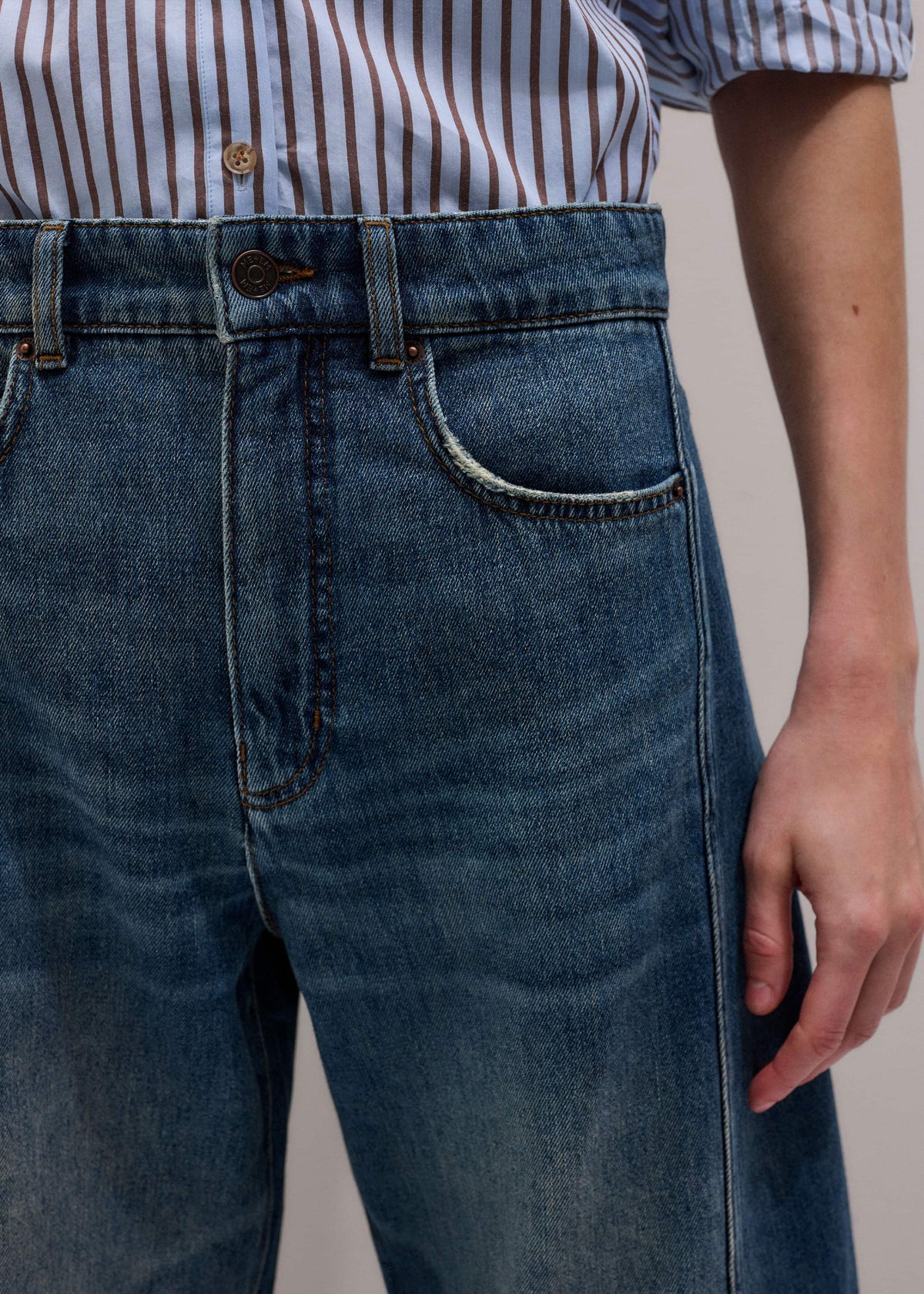 Blue Exaggerated Crop Jean | ME+EM