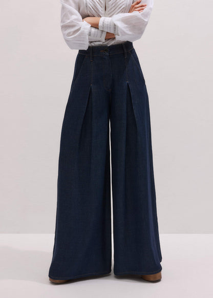 Dark Blue Pleat Very Wide Pant | ME+EM