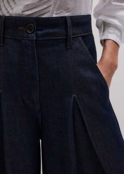 Dark Blue Pleat Very Wide Pant | ME+EM