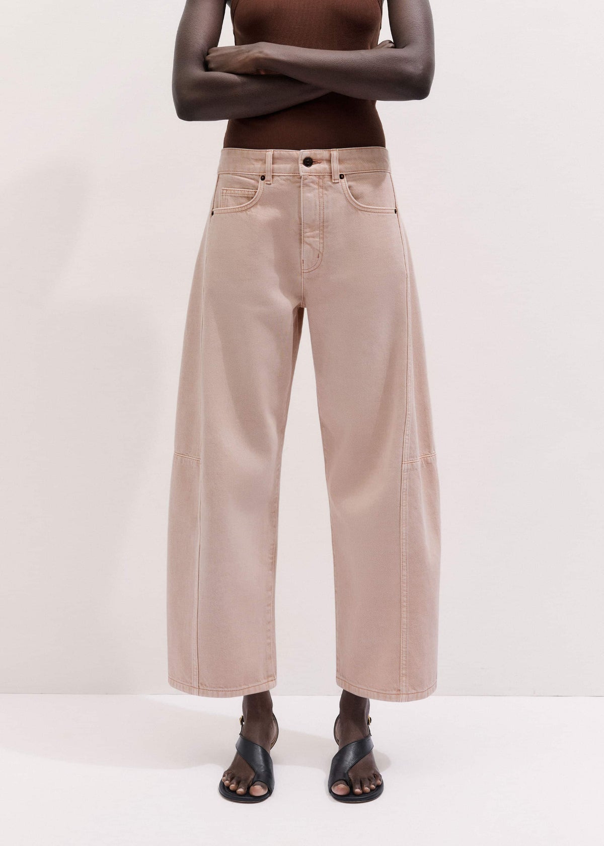 Pink Exaggerated Crop Jean | ME+EM