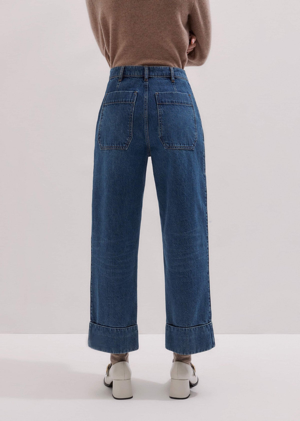 Dark Wash Turn-Up Straight Jean | ME+EM