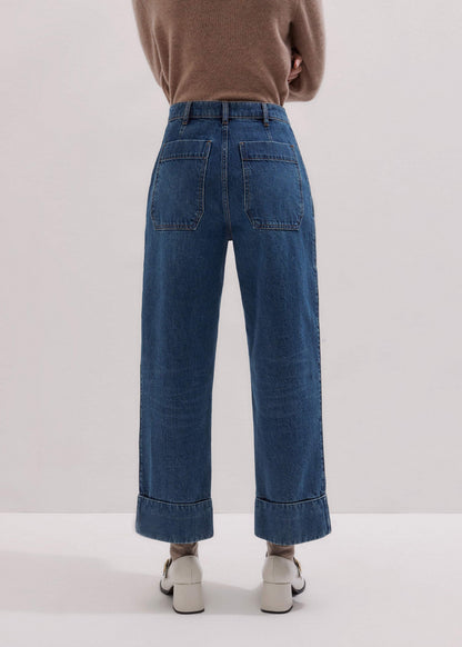 Dark Wash Turn-Up Straight Jean | ME+EM