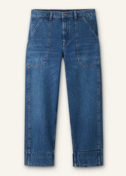 Dark Wash Turn-Up Straight Jean | ME+EM