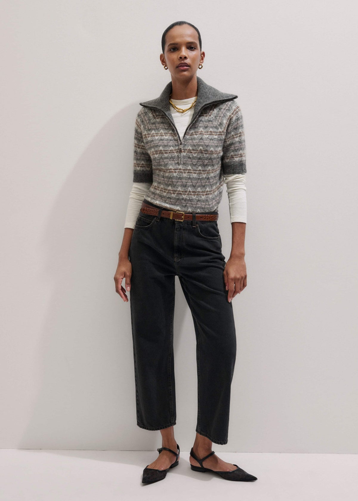 Black Straight Cropped Relaxed Jean | ME+EM