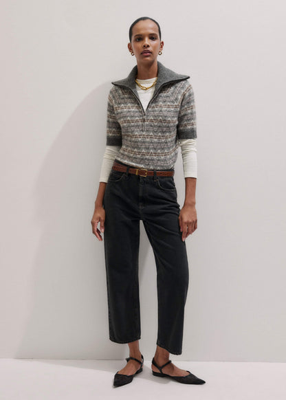 Black Straight Cropped Relaxed Jean | ME+EM