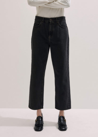 Black Straight Cropped Relaxed Jean | ME+EM