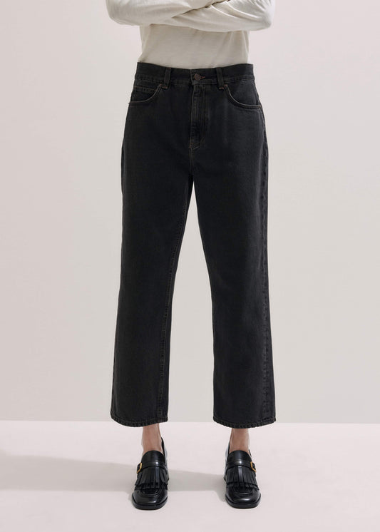 Black Straight Cropped Relaxed Jean | ME+EM