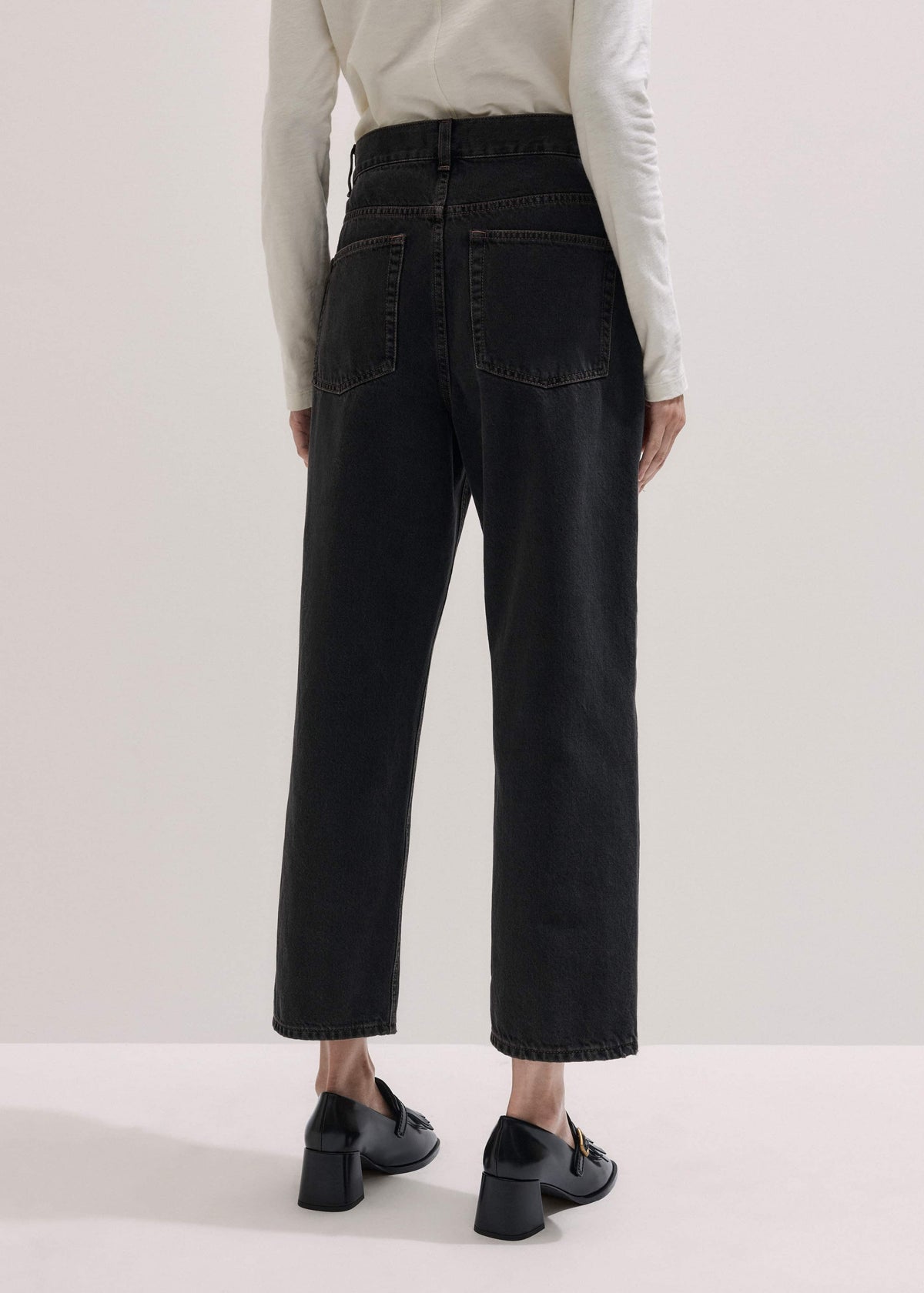 Black Straight Cropped Relaxed Jean | ME+EM