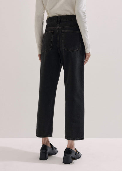Black Straight Cropped Relaxed Jean | ME+EM