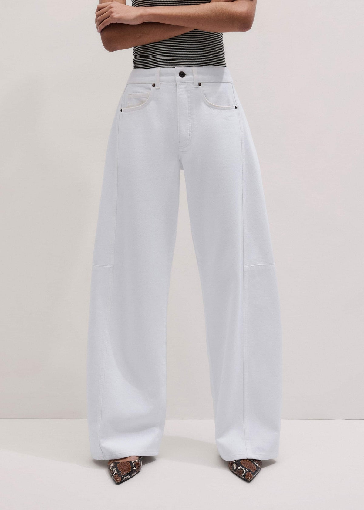 White Exaggerated Taper Jean | ME+EM