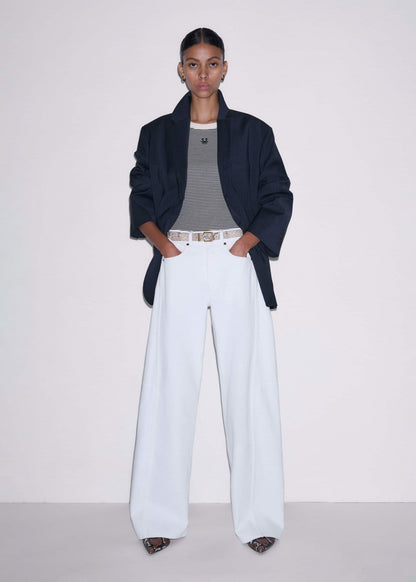 White Exaggerated Taper Jean | ME+EM