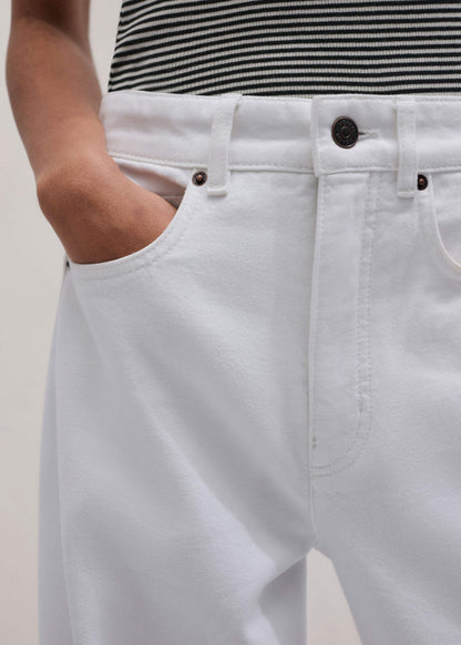 White Exaggerated Taper Jean | ME+EM