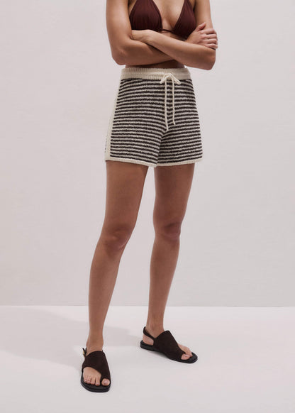 Cream Stripe Drawstring Short | ME+EM