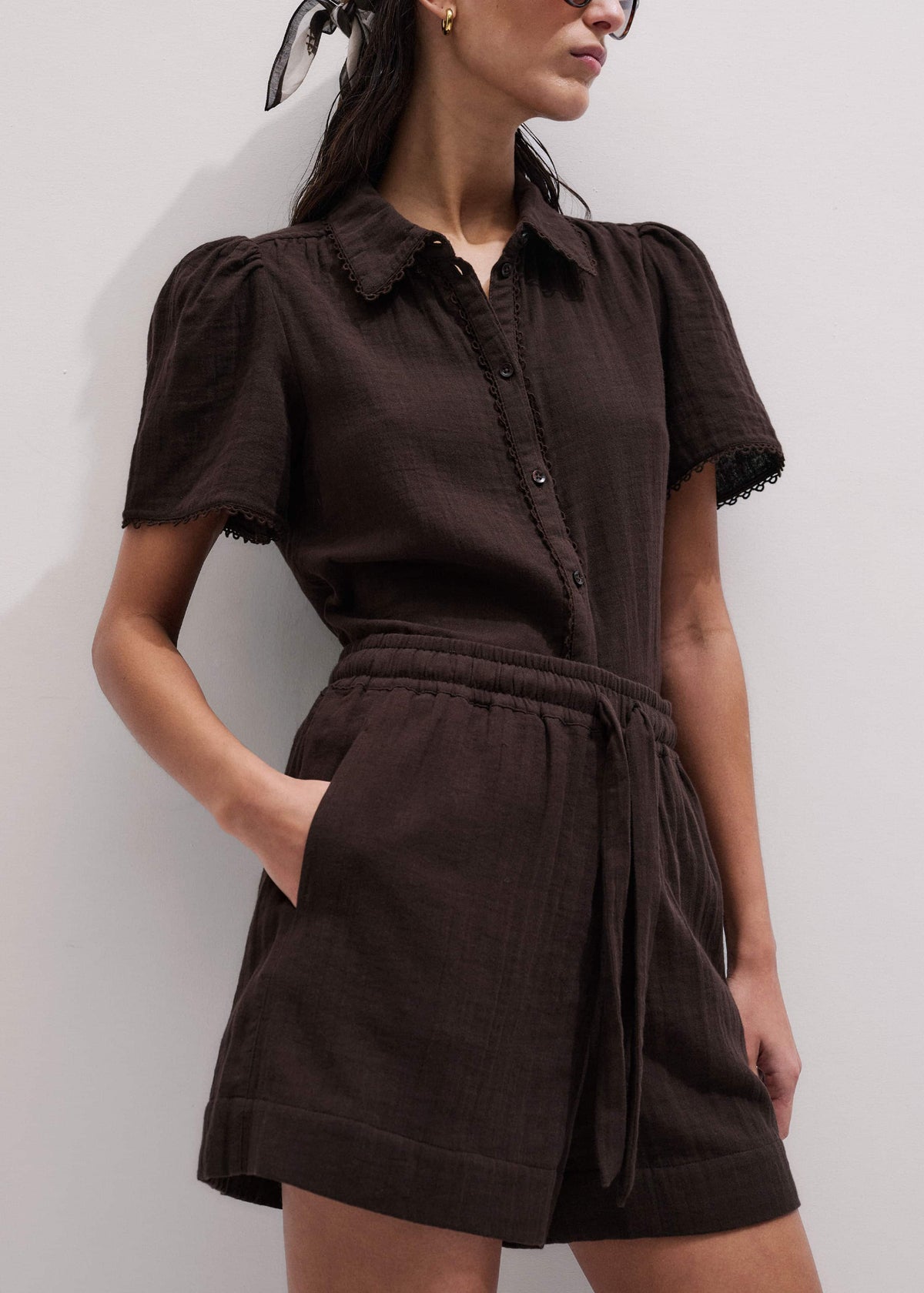 Brown Cheesecloth Summer Short | ME+EM