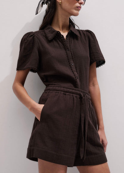 Brown Cheesecloth Summer Short | ME+EM