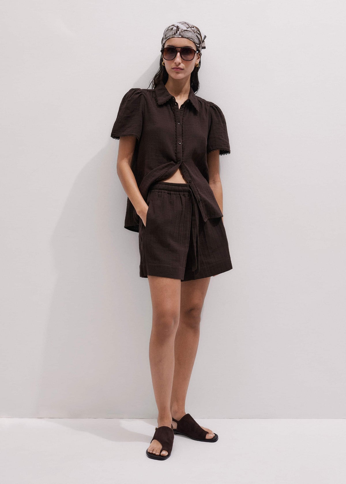 Brown Cheesecloth Summer Short | ME+EM