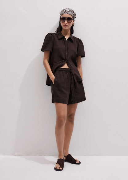 Brown Cheesecloth Summer Short | ME+EM