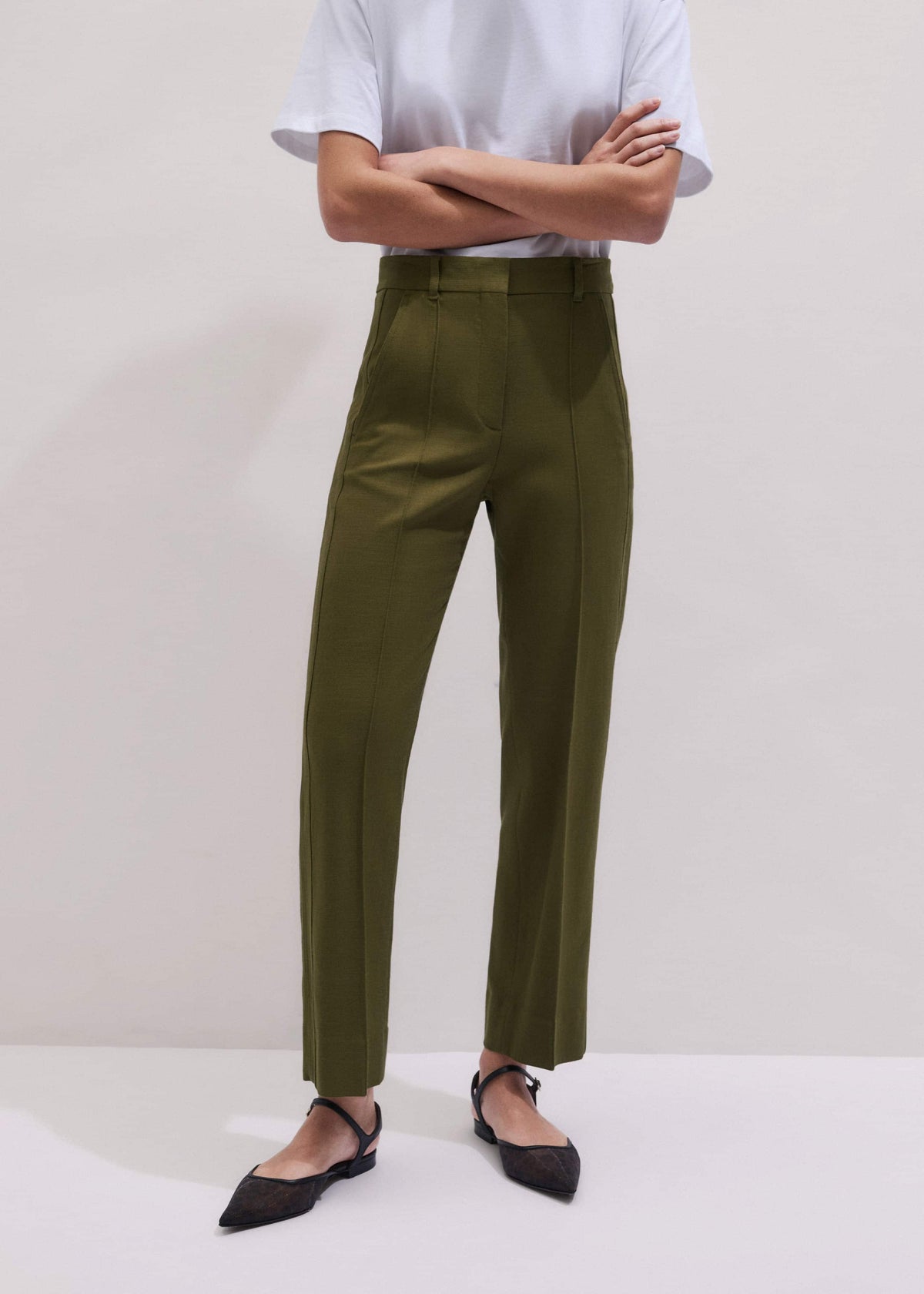 Olive Green Slim Crop Pant | ME+EM