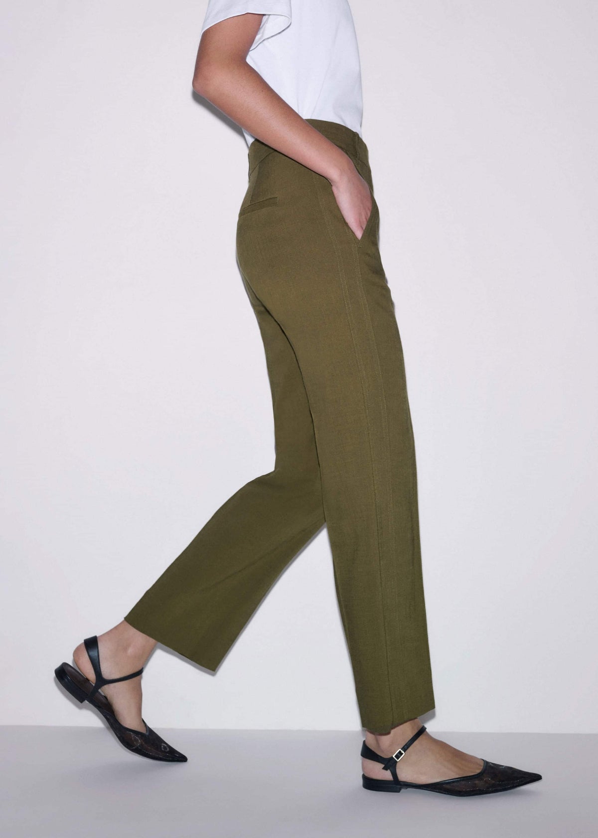 Olive Green Slim Crop Pant | ME+EM