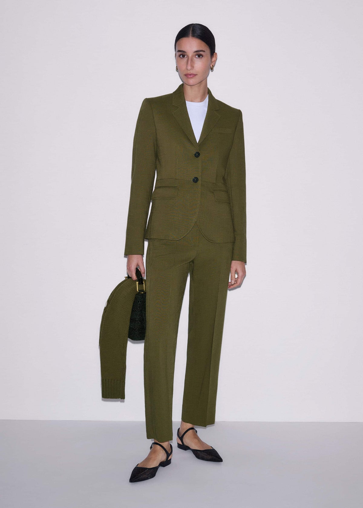Olive Green Slim Crop Pant | ME+EM