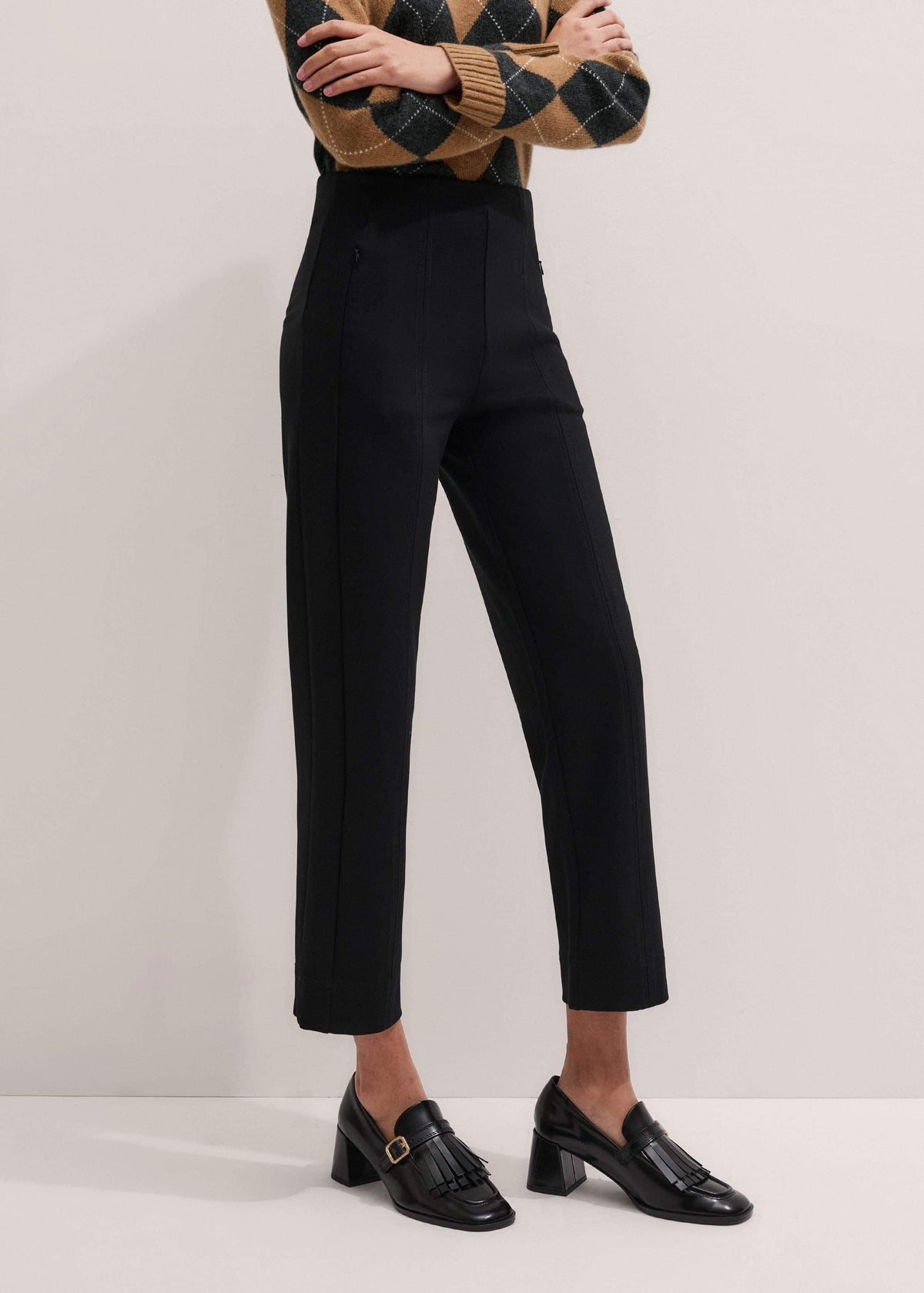 Black Travel Tailoring Pull On Slim Crop Pant | ME+EM