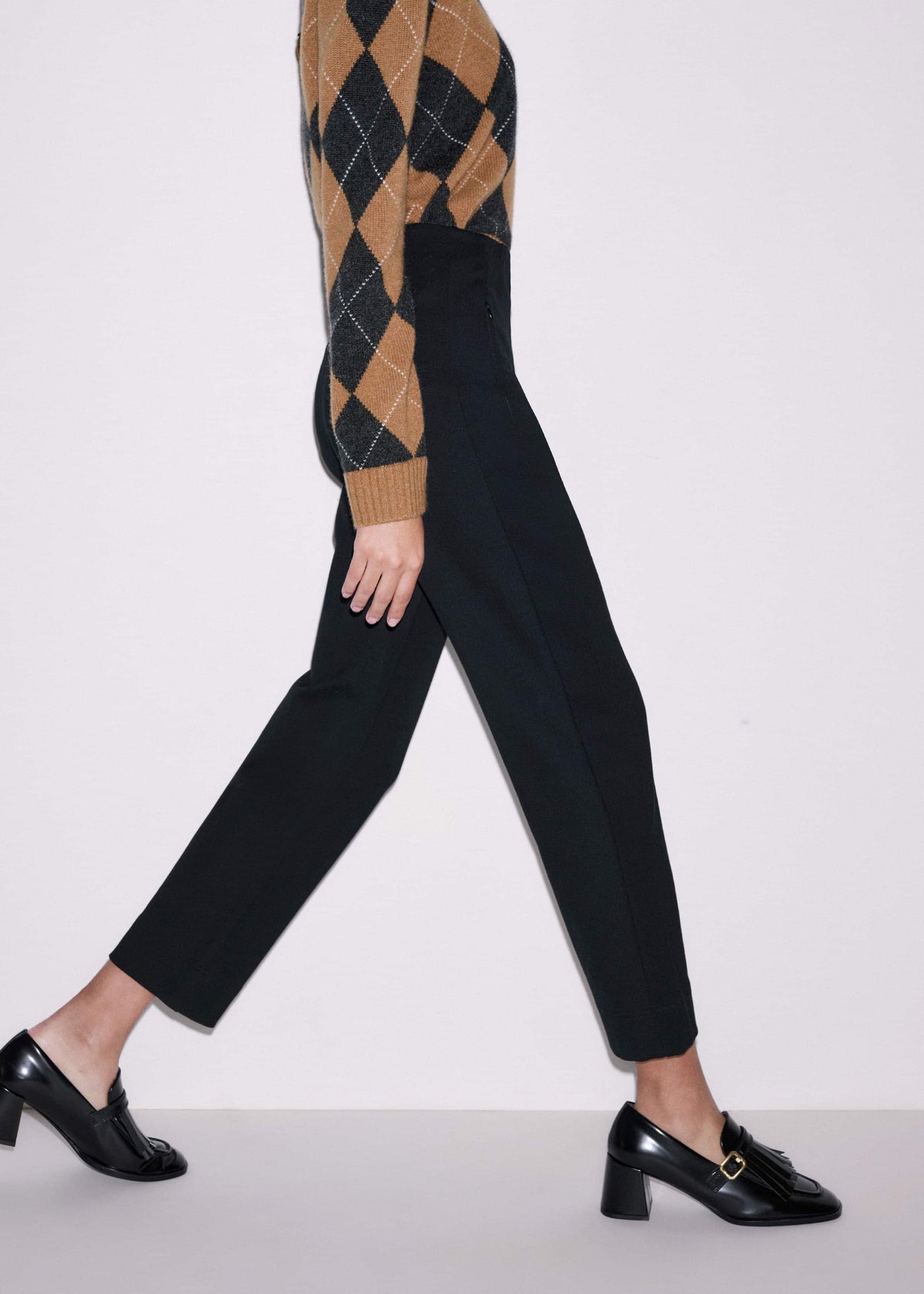 Black Travel Tailoring Pull On Slim Crop Pant | ME+EM