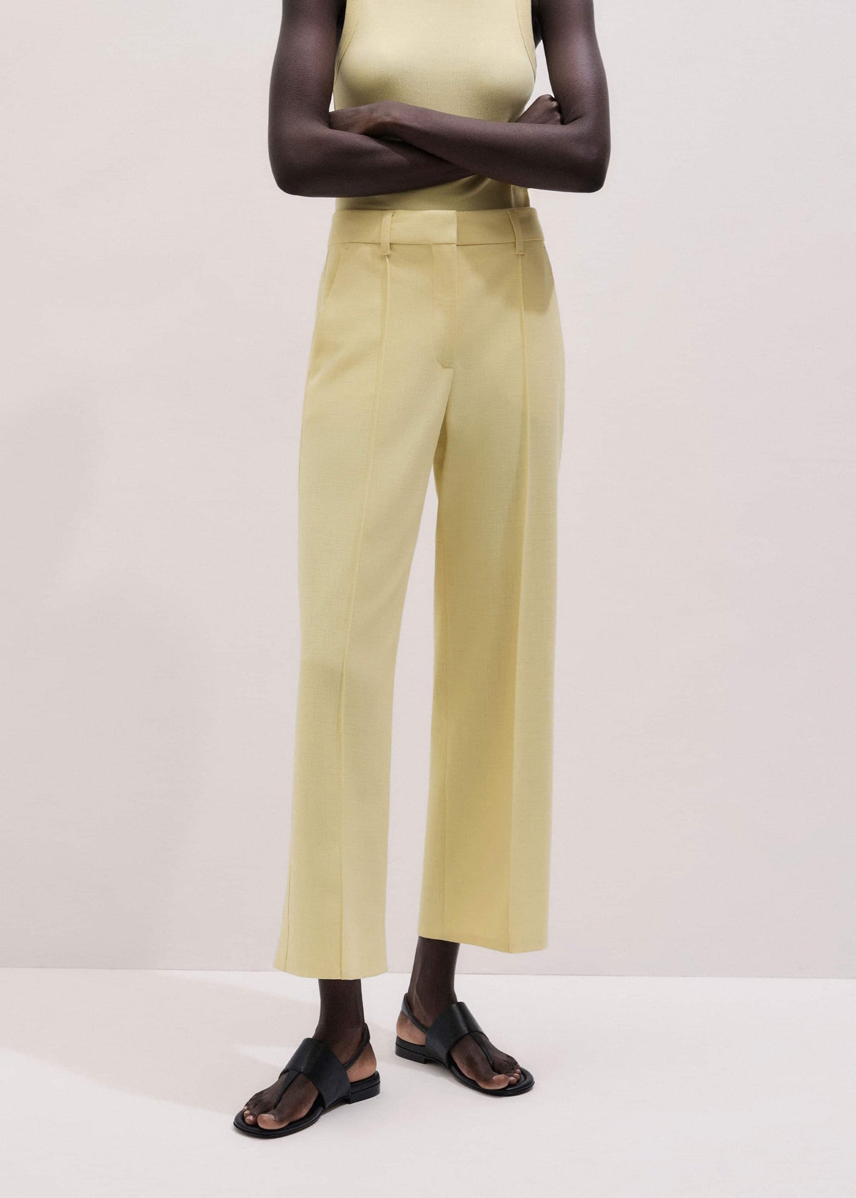 Yellow Tailored Straight Crop Pant | ME+EM