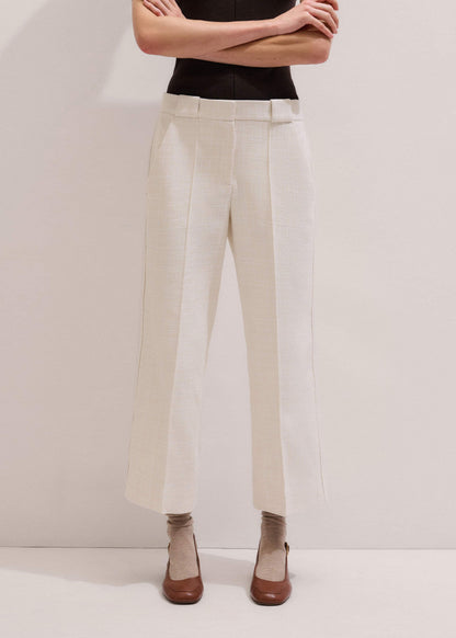 Ivory Textured Straight Crop Pant | ME+EM