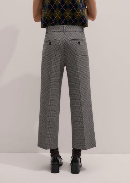 Ivory Houndstooth Straight Crop Trouser | ME+EM