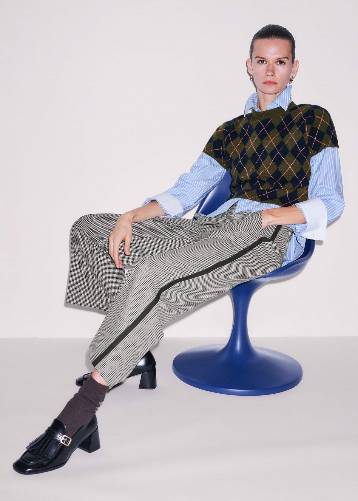 Ivory Houndstooth Straight Crop Trouser | ME+EM