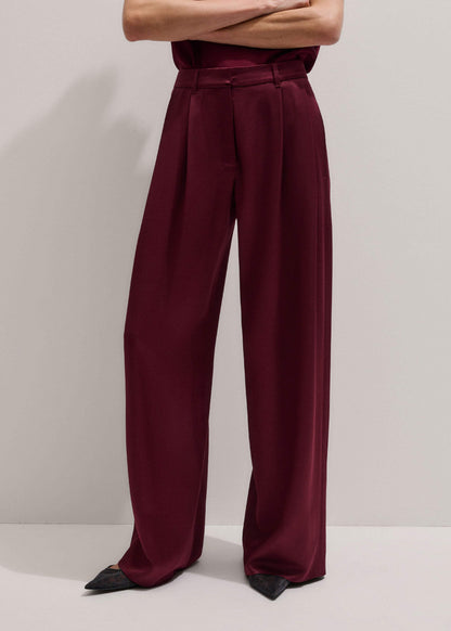 Red Wool Event Ready Pleat Straight-Leg Pant | ME+EM