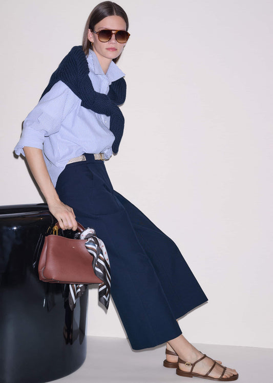Navy Straight Crop Pant | ME+EM