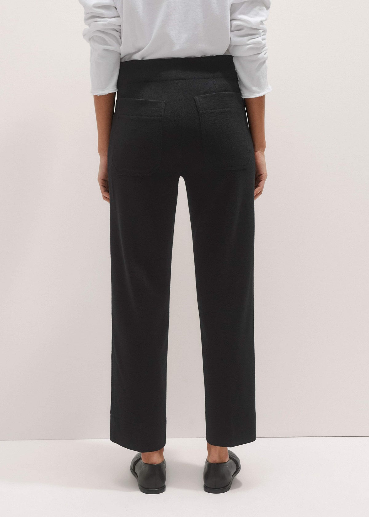 Black Wool-Blend Travel Tailoring Slim Crop Pant | ME+EM