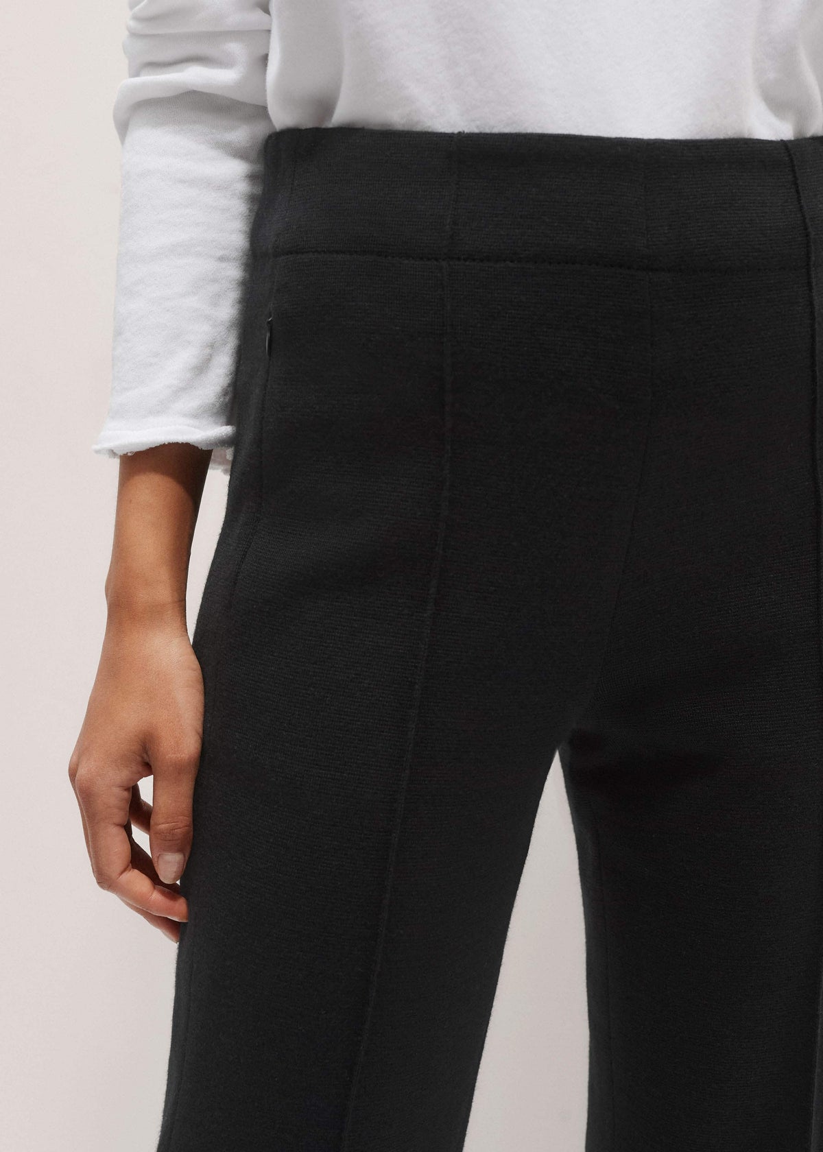 Black Wool-Blend Travel Tailoring Slim Crop Pant | ME+EM