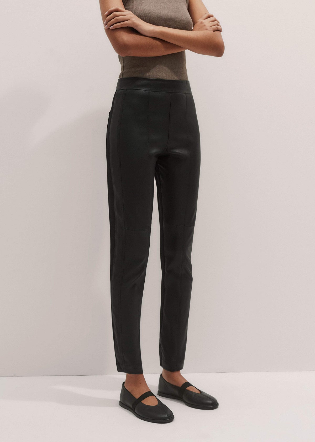 Women’s Black High Stretch Leather Mix Legging | ME+EM