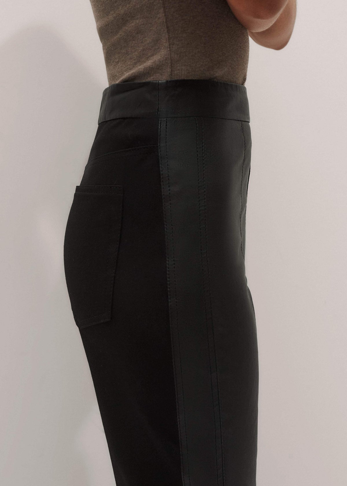 Women’s Black High Stretch Leather Mix Legging | ME+EM
