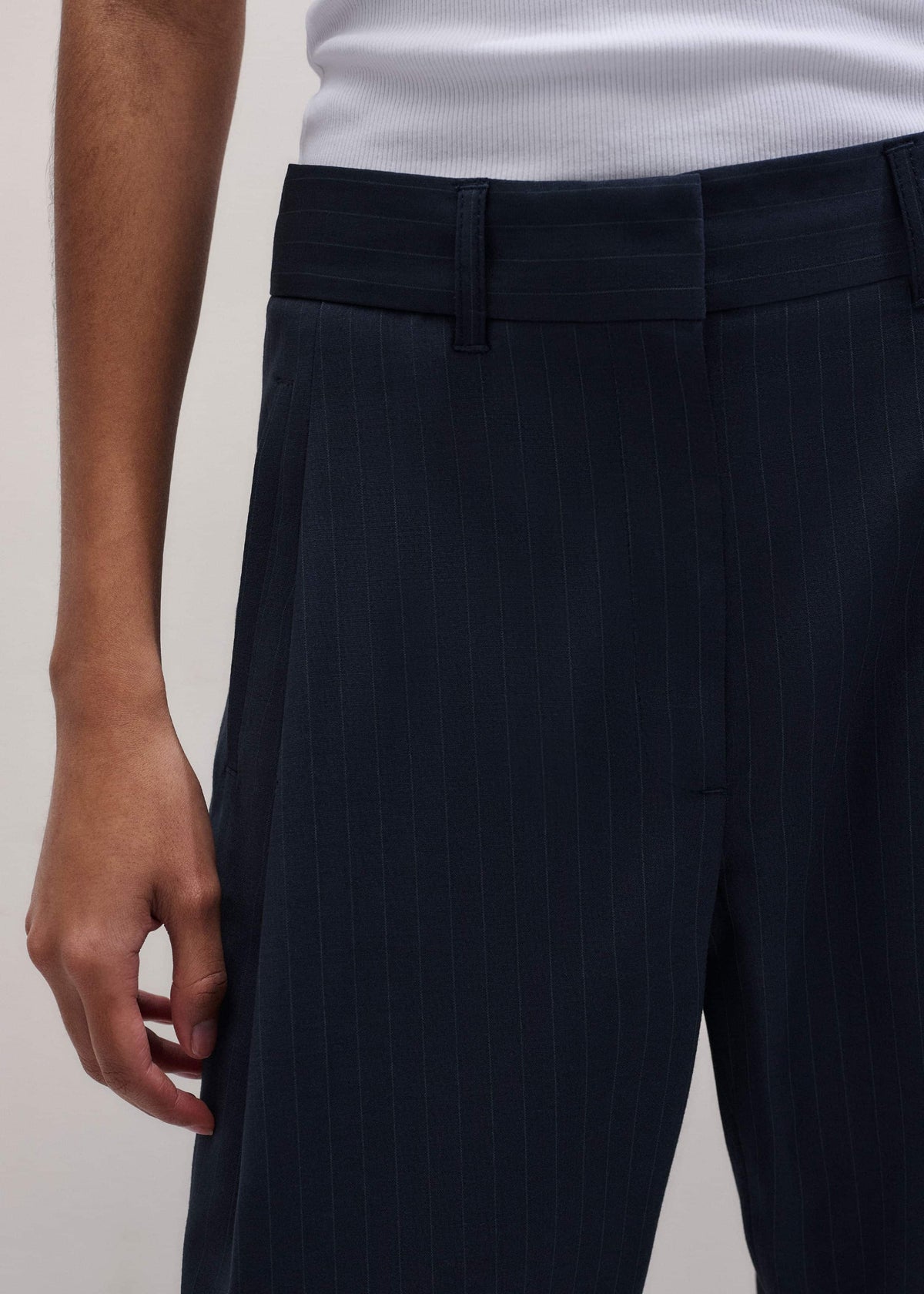 Navy Pinstripe Clever Pant | ME+EM