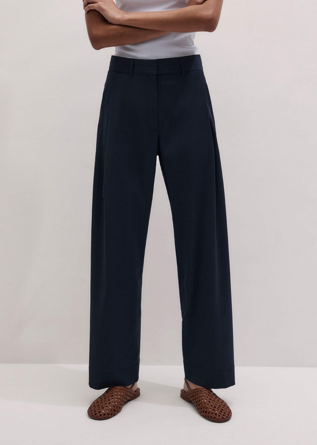 Navy Pinstripe Clever Pant | ME+EM
