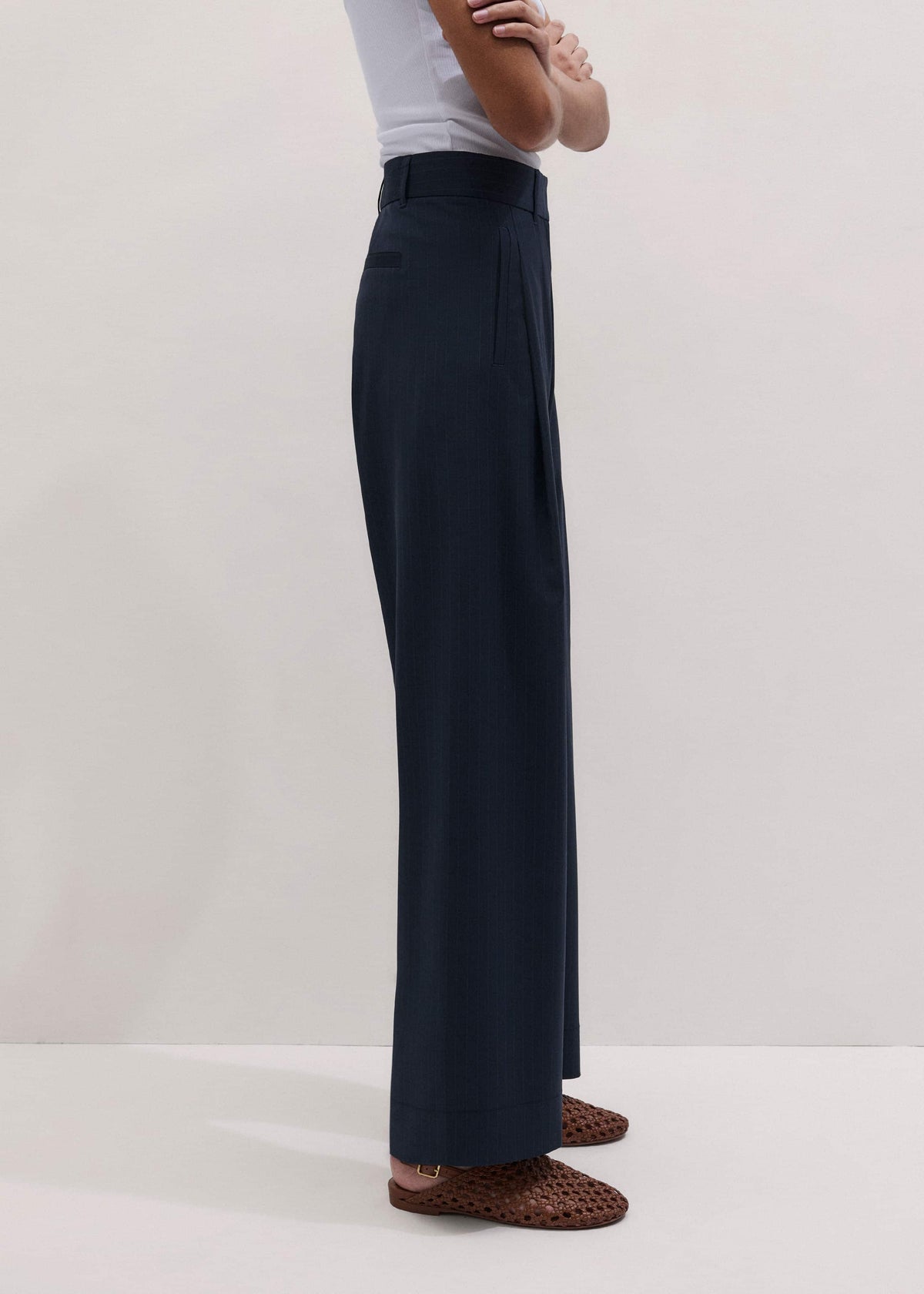 Navy Pinstripe Clever Pant | ME+EM