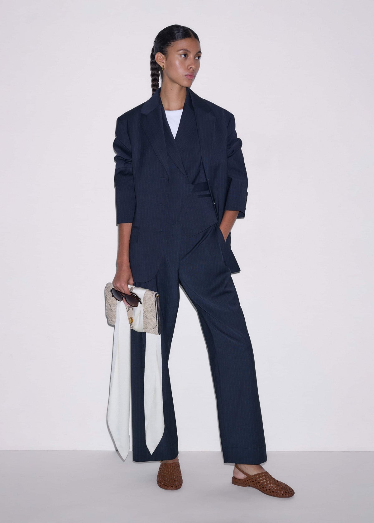 Navy Pinstripe Clever Pant | ME+EM