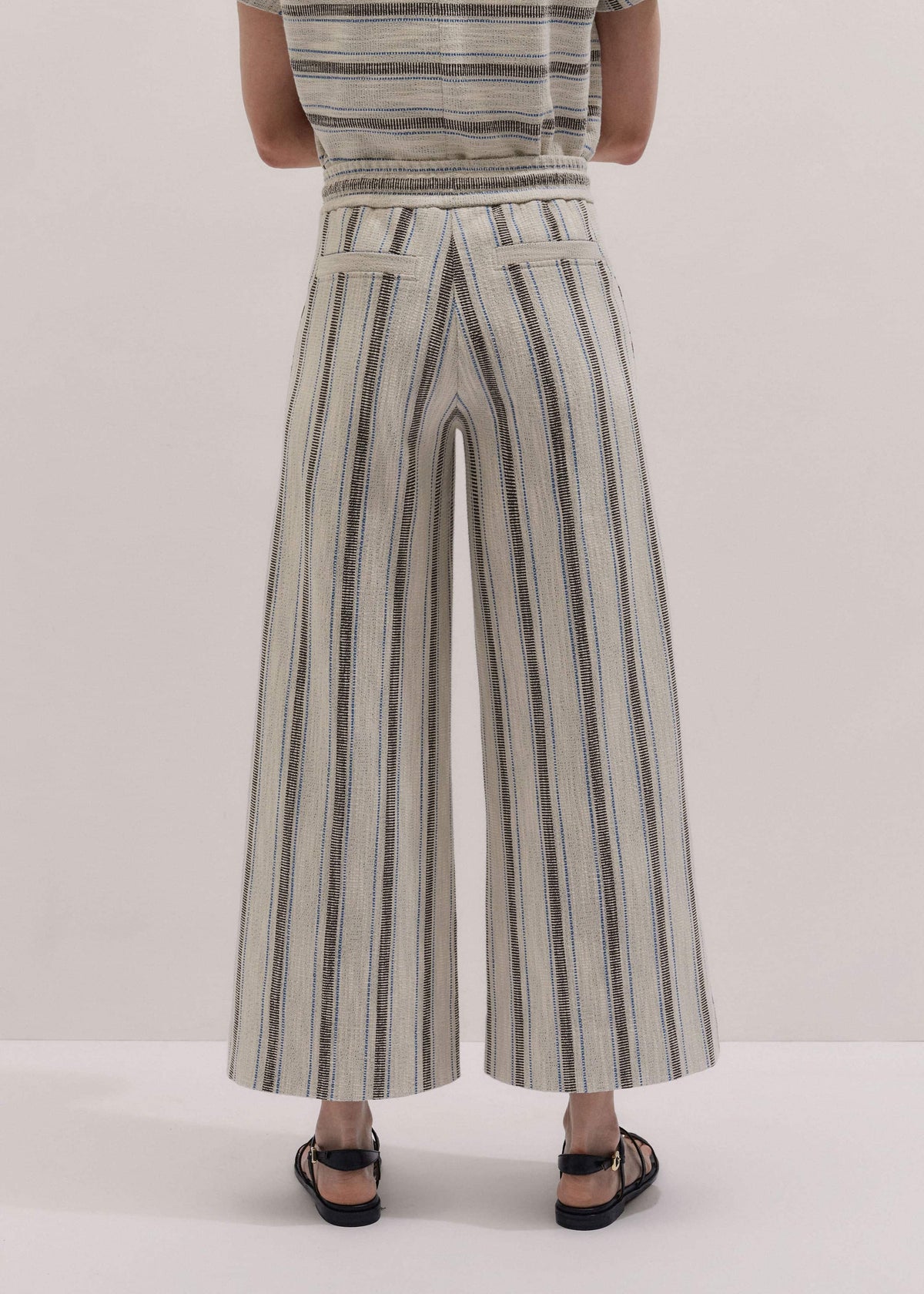 Cream Stripe Crop Track Pant | ME+EM