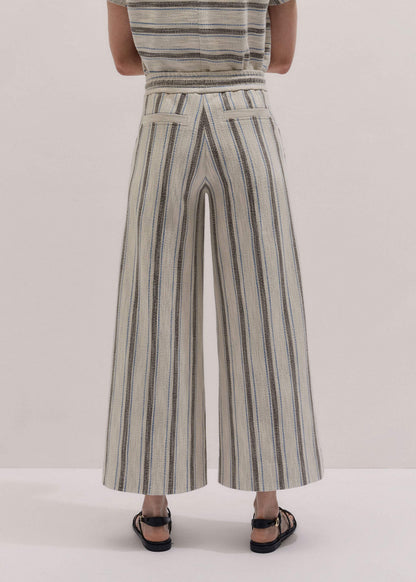 Cream Stripe Crop Track Pant | ME+EM