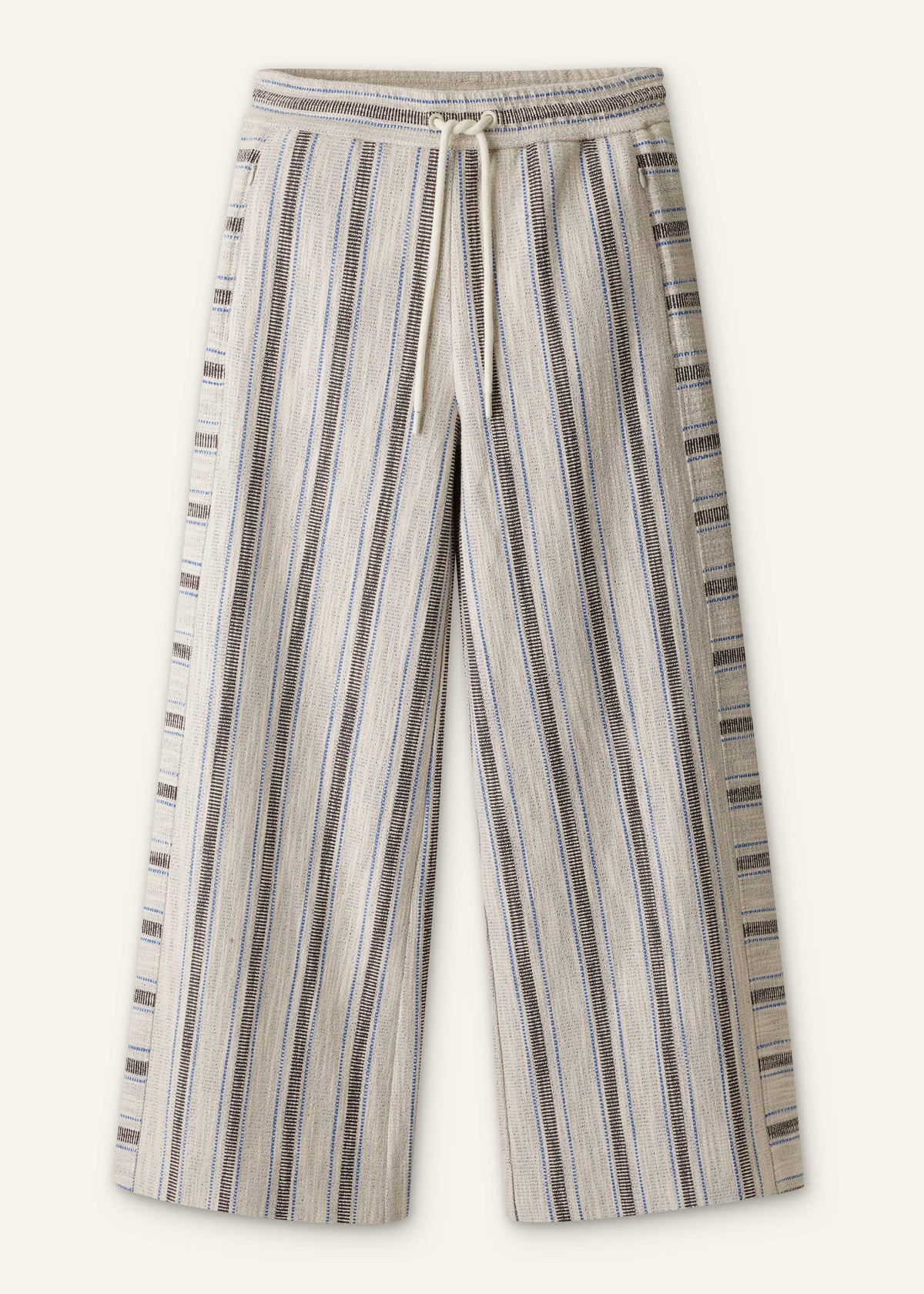 Cream Stripe Crop Track Pant | ME+EM