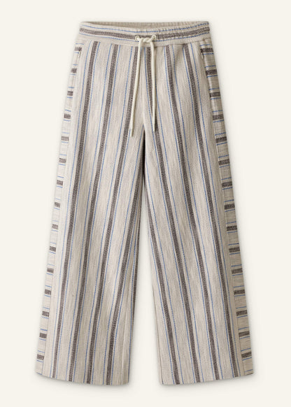 Cream Stripe Crop Track Pant | ME+EM